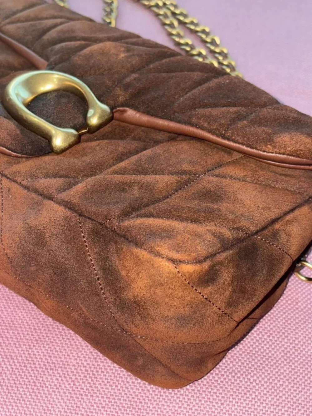 Coach Tabby Shoulder Bag 26 in Warm Brown Womens Suede Brass Hardware